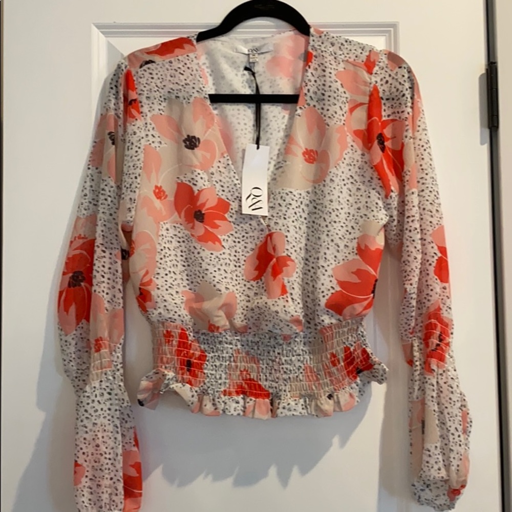 Leopard flower blouse NWT